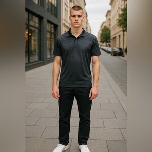 Old Navy Men's Black Polo Shirt with Subtle Pattern - NWT - size M